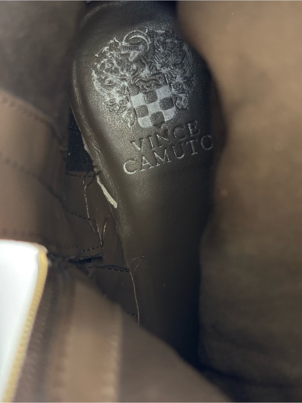 Vince Camuto Keshilla Suede Leather Chain Moto Chunky Boots Taupe Size 8.5 - Picture 12 of 14